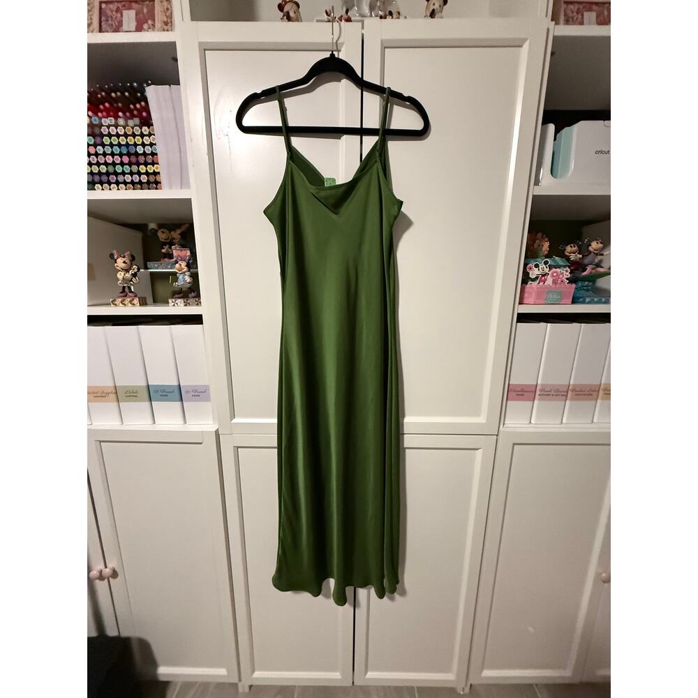 All Saints Green Hana Sweater Dress Set Women Ribbed Knit Layered L - G002 - Picture 6 of 11